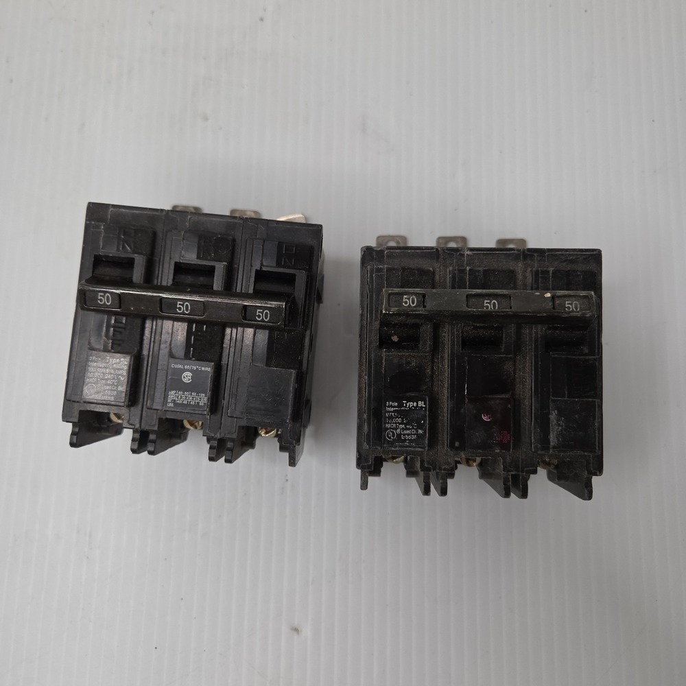 Siemens B350 50 Amp 3 Pole 240V 10kA Bolt On Type BL Used Breaker Filler (Qty 2)